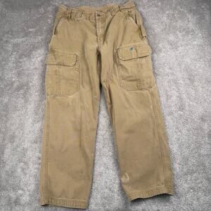 Duluth Trading Cargo Work Pants Khaki Tan Size 34x30 Utility Cottage